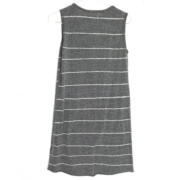 Nation LTD Striped Gray White Sleeveless Casual Knit Tee Tank Dress Womens XS - Picture 2 of 8